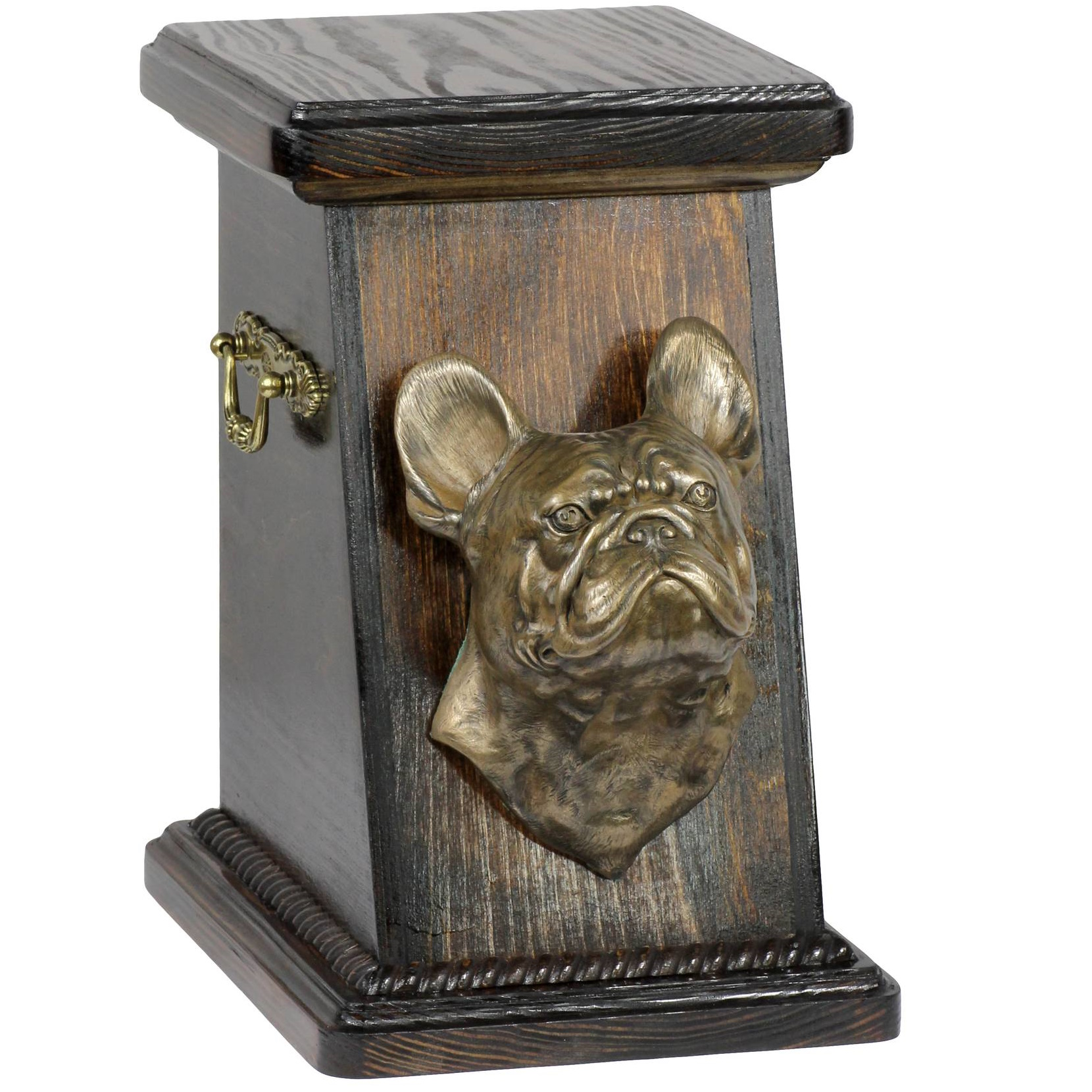 hoge houten urn franse bulldog buste