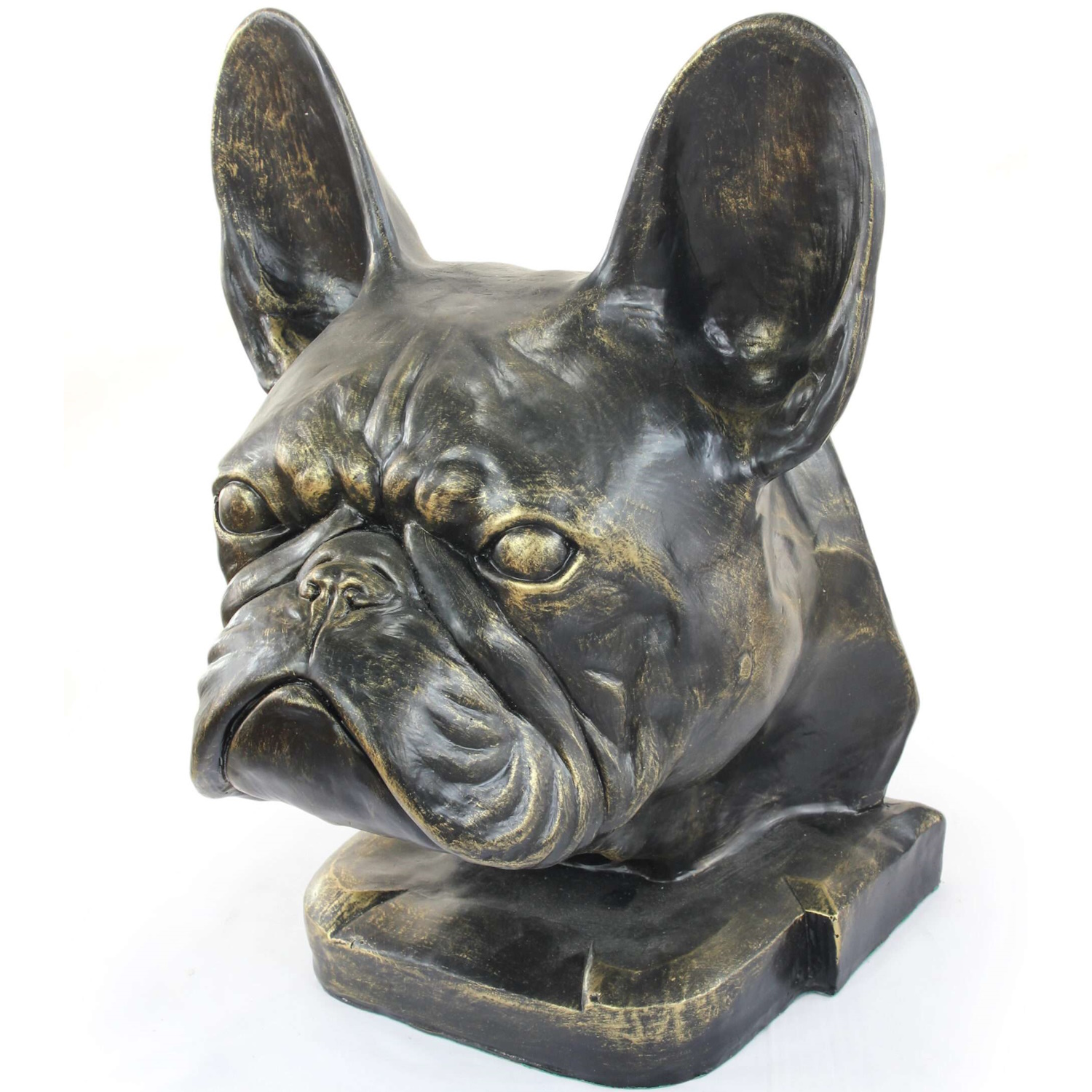Urn Franse Bulldog kop voor in tuin